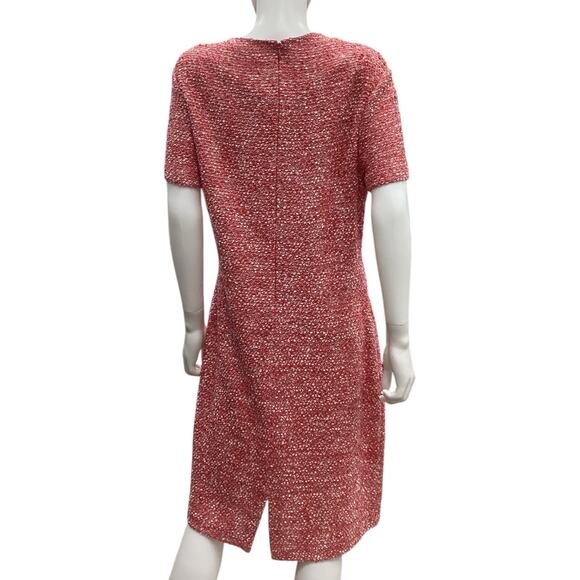 St. John Dress Women’s Size 14 Tweed with Slight Cowl Neck in Coral - Picture 3 of 5